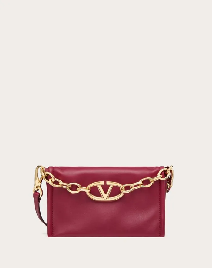 Valentino Clutches Woman Vlogo Chain Clutch Bag In Nappa Leather With Chain For Woman In Porcelain Blue Porcelain Blue Valentino Clutches Woman Vlogo Chain Clutch Bag In Nappa Leather With Chain For Woman In Porcelain Blue Porcelain Blue