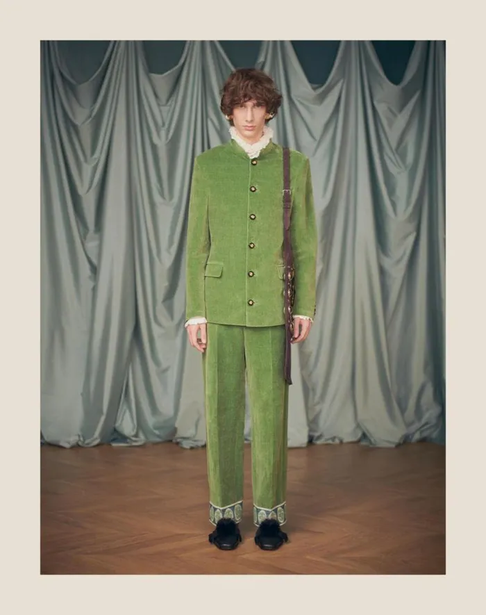 Valentino Coats And Blazers Man Cotton Velvet And Washed Linen Jacket With Mandarin Collar For Man In Laurel Laurel Valentino Coats And Blazers Man Cotton Velvet And Washed Linen Jacket With Mandarin Collar For Man In Laurel Laurel