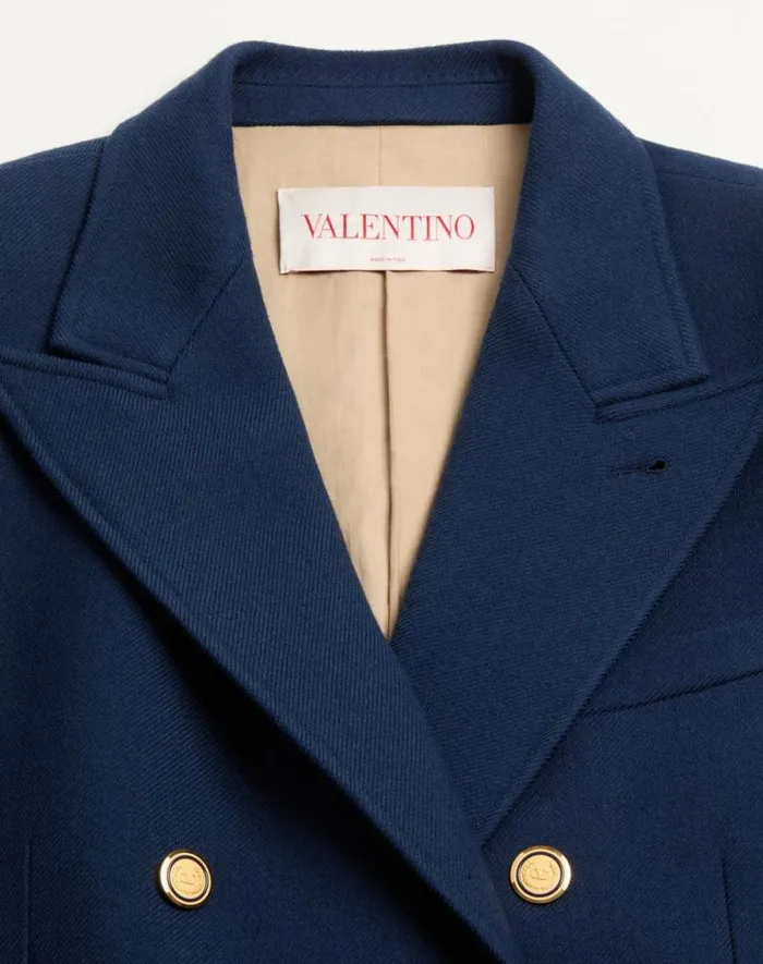 Valentino Coats And Blazers Man Doublebreasted Double Wool Jacket For Man In Indigo Indigo Valentino Coats And Blazers Man Doublebreasted Double Wool Jacket For Man In Indigo Indigo