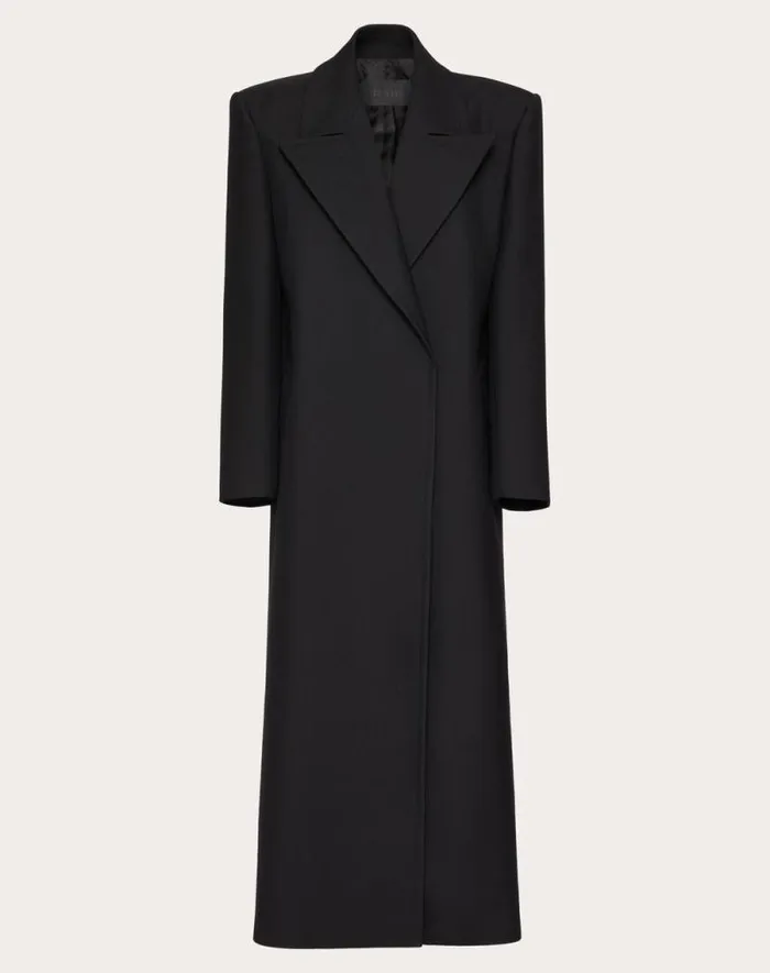 Valentino Coats And Outerwear Woman Double Compact Drill Coat For Woman In Black Black Valentino Coats And Outerwear Woman Double Compact Drill Coat For Woman In Black Black