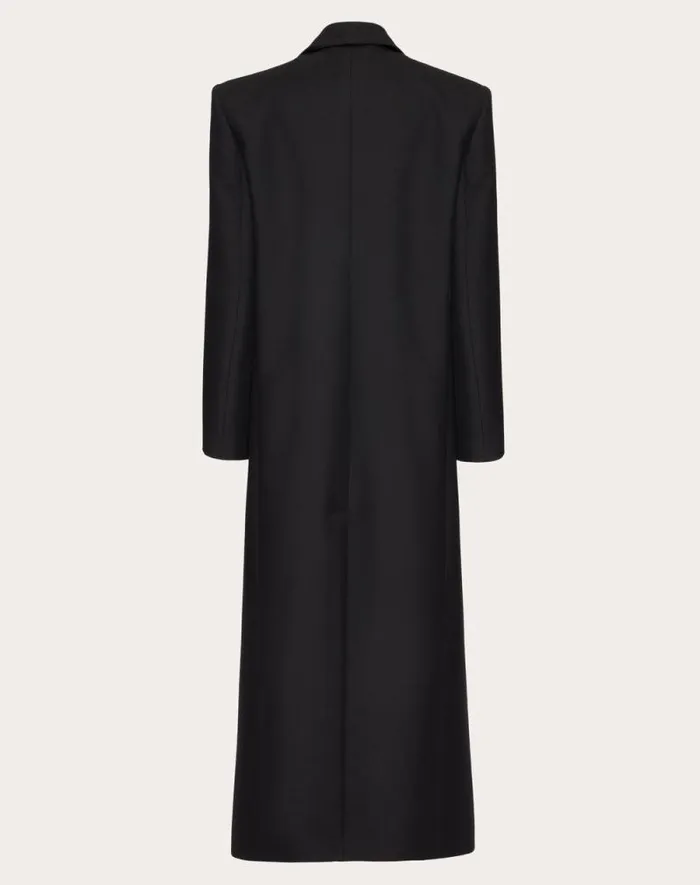 Valentino Coats And Outerwear Woman Double Compact Drill Coat For Woman In Black Black