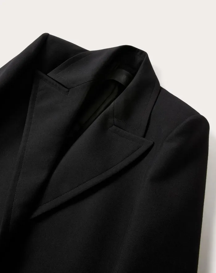 Valentino Coats And Outerwear Woman Double Compact Drill Coat For Woman In Black Black