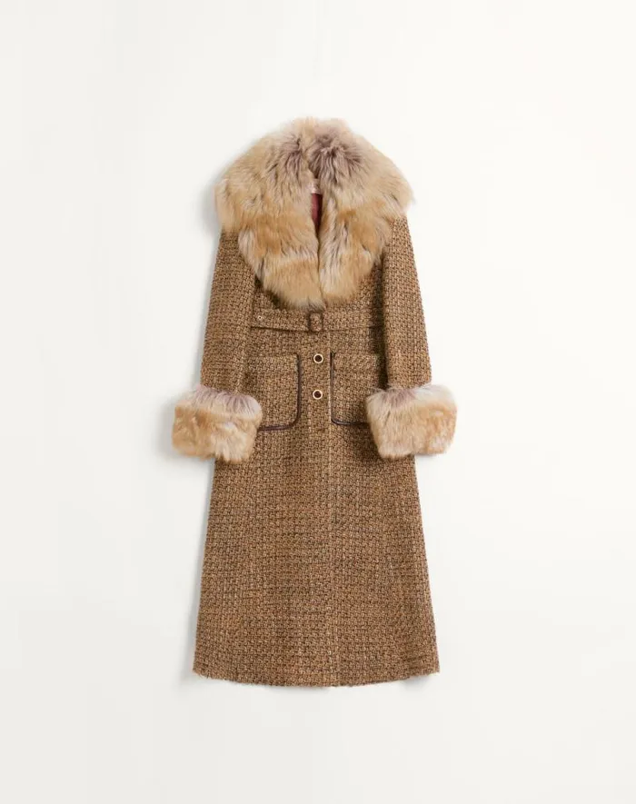 Valentino Coats And Outerwear Woman Fantasy Tweed Coat For Woman In Brownmulticolor Brownmulticolor Valentino Coats And Outerwear Woman Fantasy Tweed Coat For Woman In Brownmulticolor Brownmulticolor