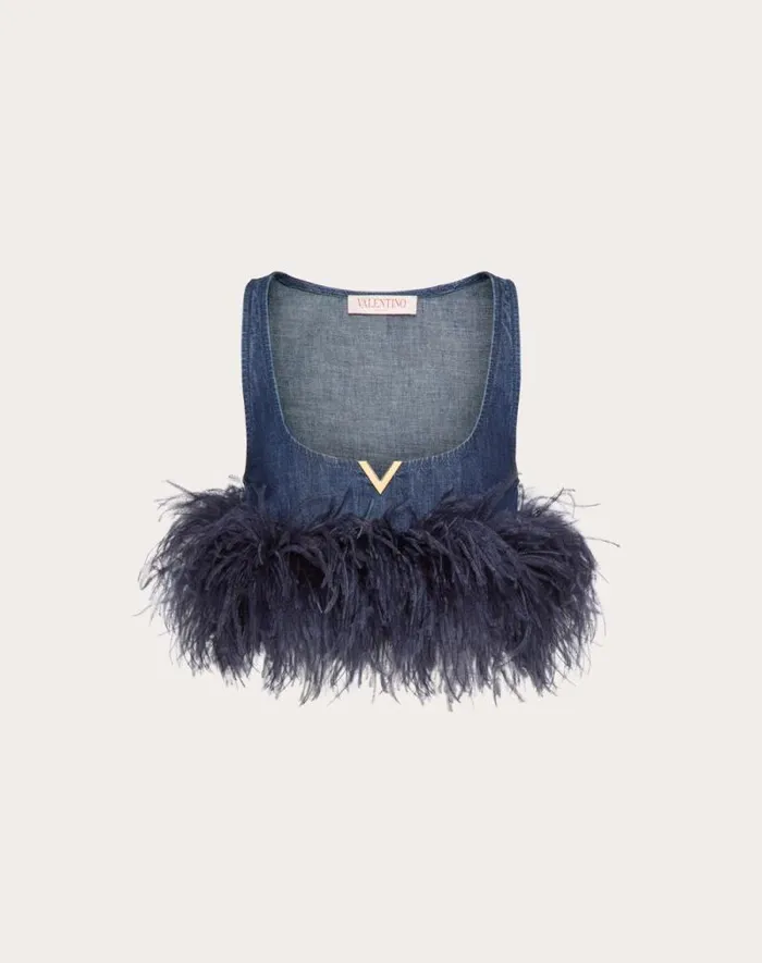 Valentino Denim Woman Chambray Denim Top For Woman In Denim Denim