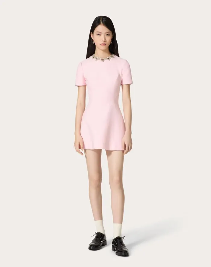 Valentino Dresses Woman Embroidered Crepe Couture Short Dress For Woman In Comfit Comfit