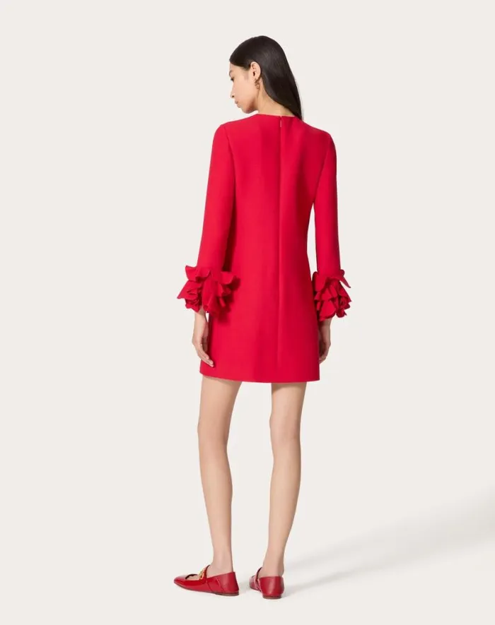Valentino Dresses Woman Embroidered Crepe Couture Short Dress For Woman In Red Red