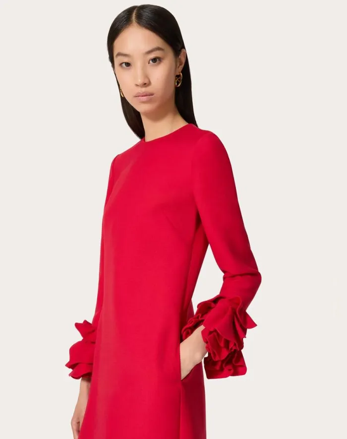 Valentino Dresses Woman Embroidered Crepe Couture Short Dress For Woman In Red Red