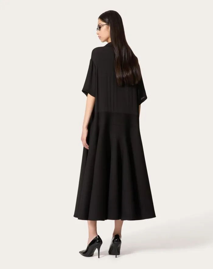 Valentino Dresses Woman Georgette Midi Dress For Woman In Black Black Valentino Dresses Woman Georgette Midi Dress For Woman In Black Black