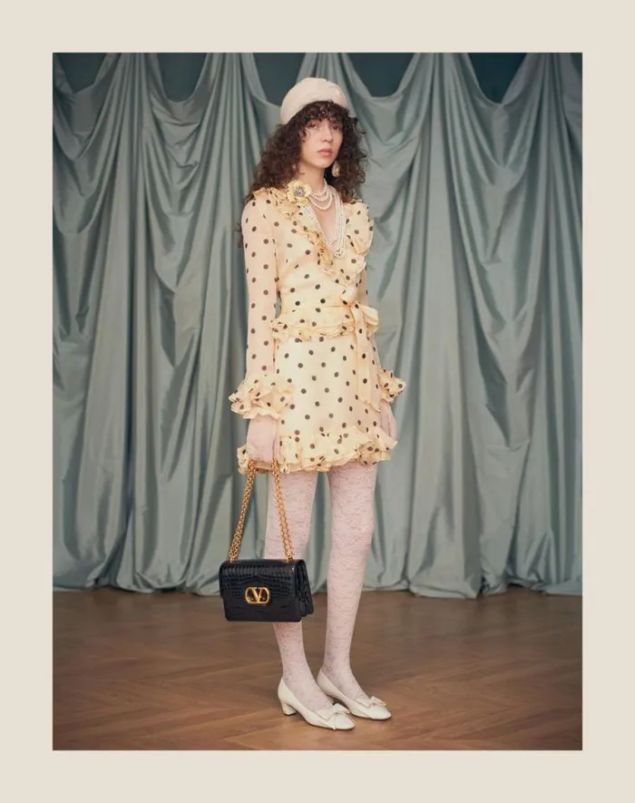 Valentino Dresses Woman Short Dress In Organza With Polka Dot Print For Woman In Ivoryblack Ivoryblack