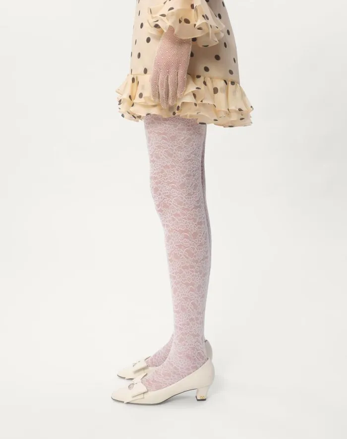 Valentino Dresses Woman Short Dress In Organza With Polka Dot Print For Woman In Ivoryblack Ivoryblack