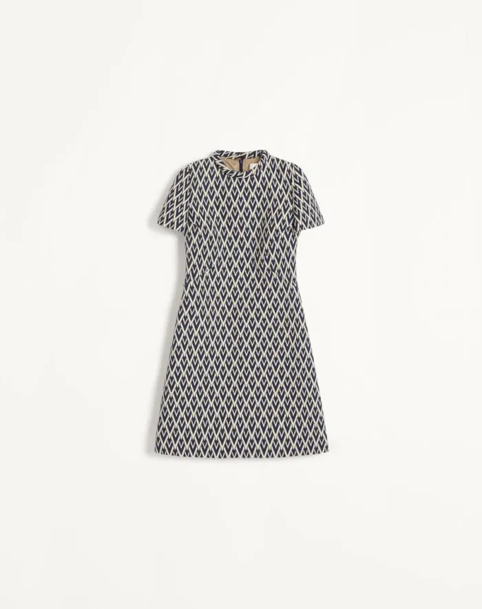 Valentino Dresses Woman Short Dress In Toute La V Jacquard For Woman In Nightcream Nightcream