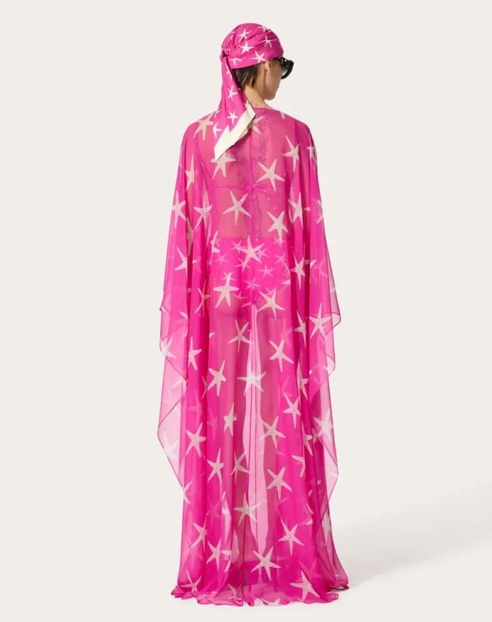 Valentino Dresses Woman Starfish Chiffon Evening Dress For Woman In Ivorypink Pp Ivorypink Pp