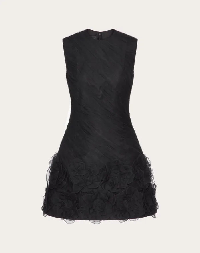 Valentino Dresses Woman Tulle Illusione Embroidered Short Dress For Woman In Black Black Valentino Dresses Woman Tulle Illusione Embroidered Short Dress For Woman In Black Black