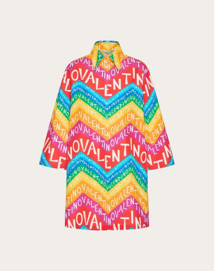 Valentino Dresses Woman Valentino Chevron 24 Popeline Short Dress For Woman In Multicolor Multicolor Valentino Dresses Woman Valentino Chevron 24 Popeline Short Dress For Woman In Multicolor Multicolor