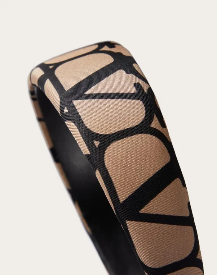 Valentino Hair Accessories Woman Toile Iconographe Silk Headband For Woman In Beigeblack Beigeblack