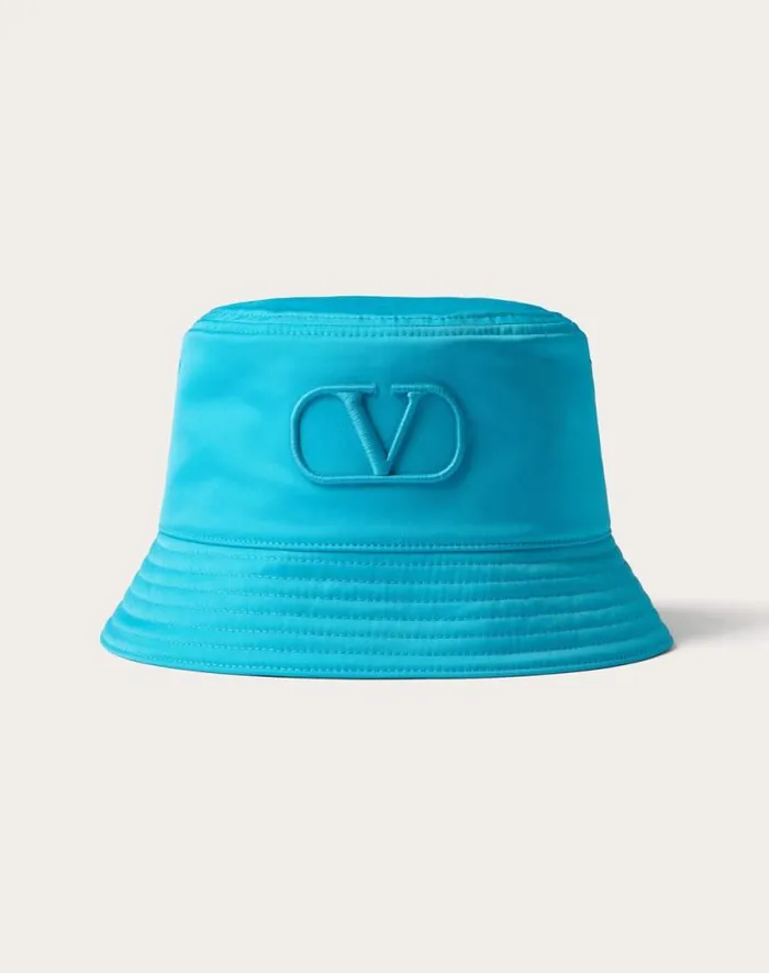 Valentino Hats And Gloves Man Vlogo Signature Nylon Bucket Hat With Vlogo Embroidery For Man In Sky Blue Sky Blue Valentino Hats And Gloves Man Vlogo Signature Nylon Bucket Hat With Vlogo Embroidery For Man In Sky Blue Sky Blue