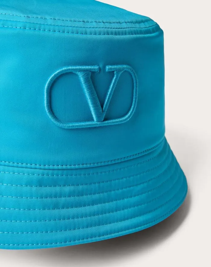 Valentino Hats And Gloves Man Vlogo Signature Nylon Bucket Hat With Vlogo Embroidery For Man In Sky Blue Sky Blue Valentino Hats And Gloves Man Vlogo Signature Nylon Bucket Hat With Vlogo Embroidery For Man In Sky Blue Sky Blue