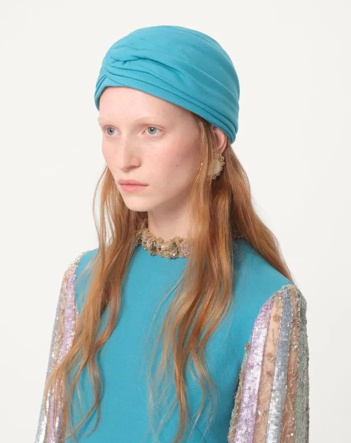 Valentino Hats And Gloves Woman Rigid Wool Turban For Woman In Ivorygold Ivorygold Valentino Hats And Gloves Woman Rigid Wool Turban For Woman In Ivorygold Ivorygold