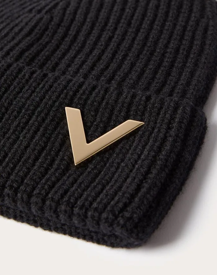 Valentino Hats And Gloves Woman Valentino Cashmere Beanie For Woman In Camel Camel