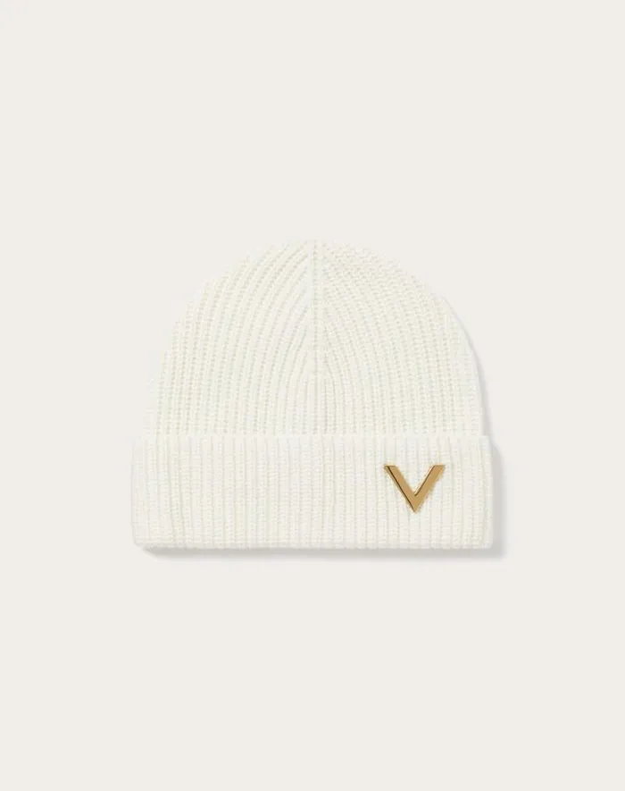 Valentino Hats And Gloves Woman Valentino Cashmere Beanie For Woman In Camel Camel