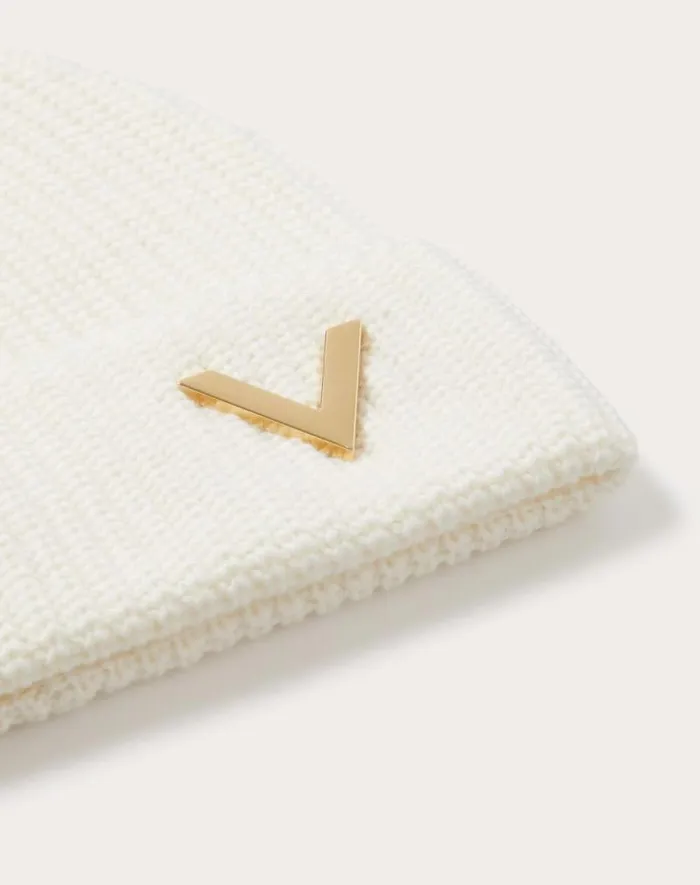 Valentino Hats And Gloves Woman Valentino Cashmere Beanie For Woman In Camel Camel