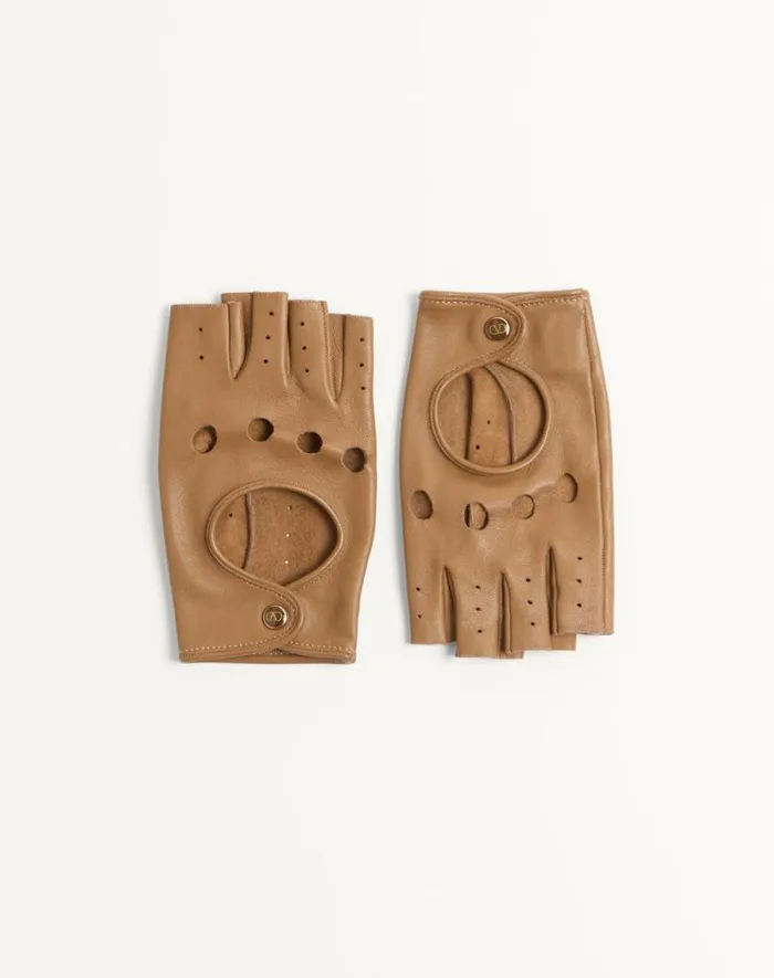 Valentino Hats And Gloves Woman Vlogo Signature Nappa Fingerless Gloves For Woman In Beigebrown Beigebrown Valentino Hats And Gloves Woman Vlogo Signature Nappa Fingerless Gloves For Woman In Beigebrown Beigebrown
