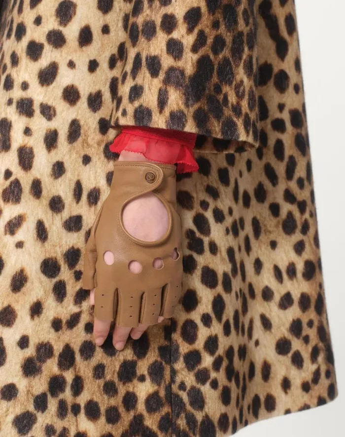 Valentino Hats And Gloves Woman Vlogo Signature Nappa Fingerless Gloves For Woman In Beigebrown Beigebrown