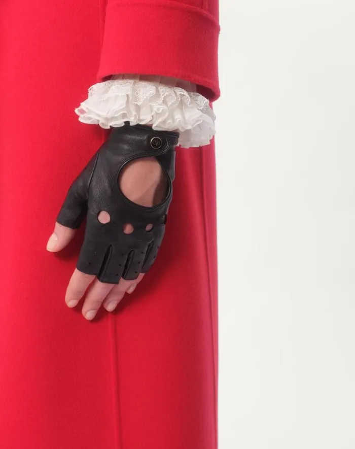 Valentino Hats And Gloves Woman Vlogo Signature Nappa Fingerless Gloves For Woman In Beigebrown Beigebrown