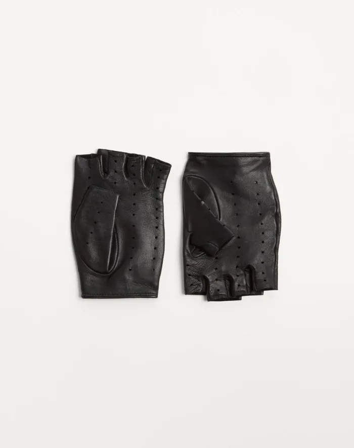 Valentino Hats And Gloves Woman Vlogo Signature Nappa Fingerless Gloves For Woman In Beigebrown Beigebrown