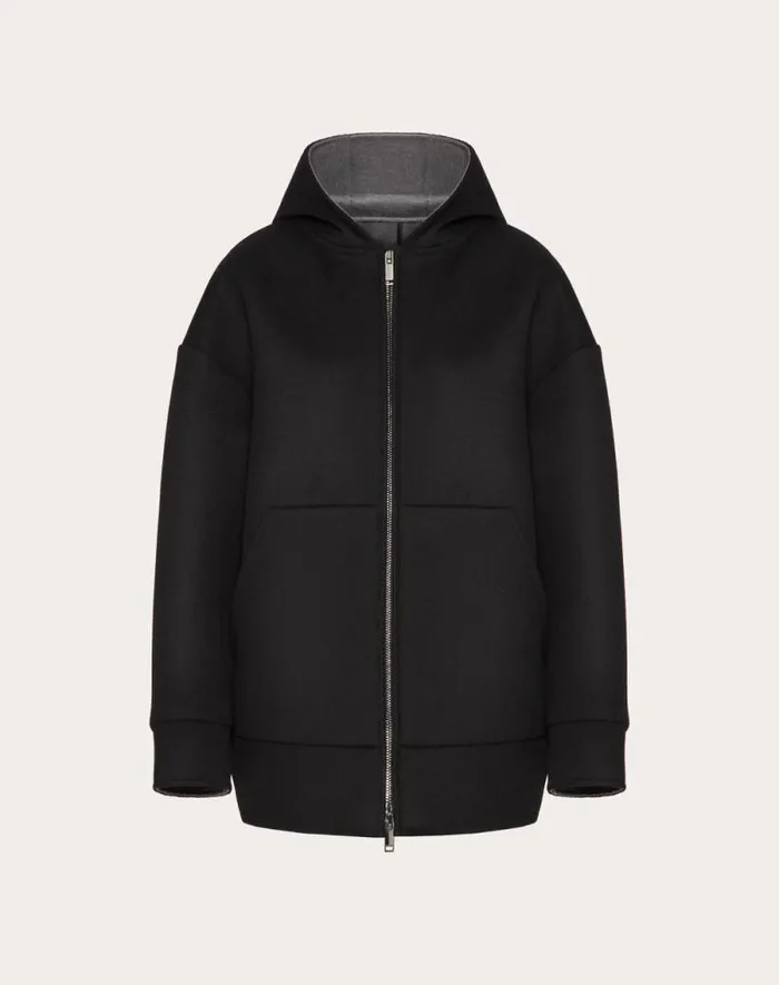 Valentino Jackets And Blazers Woman Compact Drap Peacoat For Woman In Black Black Valentino Jackets And Blazers Woman Compact Drap Peacoat For Woman In Black Black