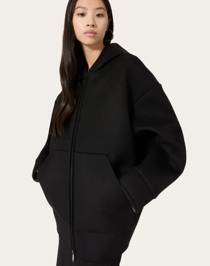 Valentino Jackets And Blazers Woman Compact Drap Peacoat For Woman In Black Black Valentino Jackets And Blazers Woman Compact Drap Peacoat For Woman In Black Black