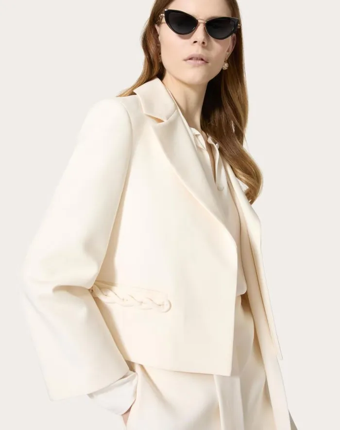 Valentino Jackets And Blazers Woman Crepe Couture Jacket For Woman In Ivory Ivory