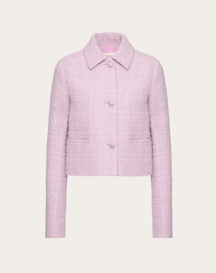 Valentino Jackets And Blazers Woman Glace Tweed Jacket For Woman In Lilac Lilac Valentino Jackets And Blazers Woman Glace Tweed Jacket For Woman In Lilac Lilac