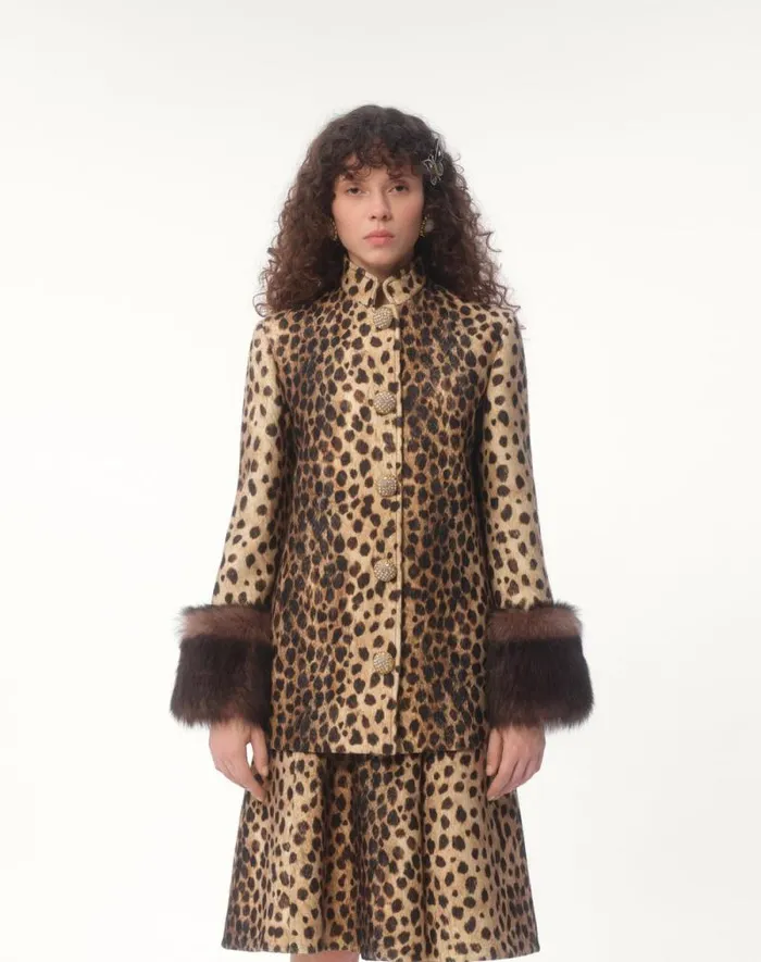 Valentino Jackets And Blazers Woman Jaguar Spots Printed Wool Cloth Caban For Woman In Animal Print Animal Print