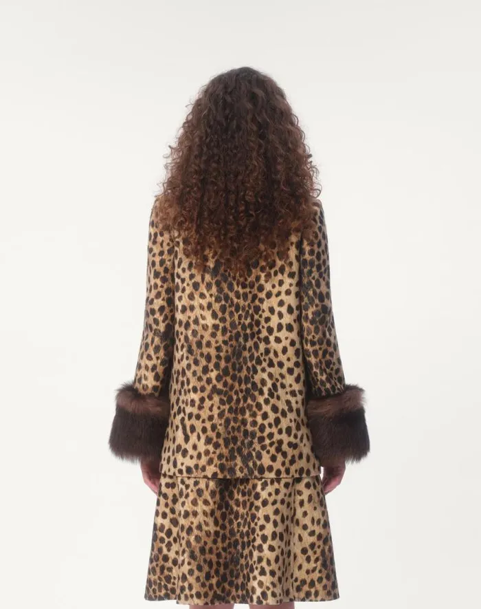 Valentino Jackets And Blazers Woman Jaguar Spots Printed Wool Cloth Caban For Woman In Animal Print Animal Print