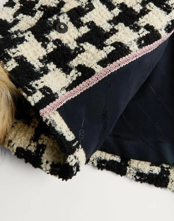 Valentino Jackets And Blazers Woman Macro Pied De Poule Tweed Jacket For Woman In Ivoryblack Ivoryblack