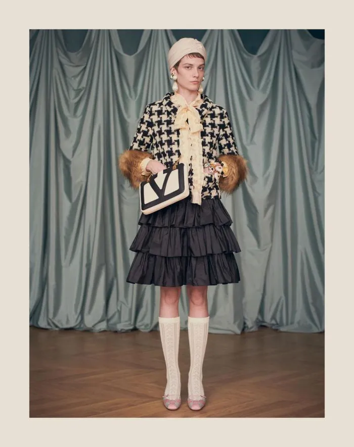 Valentino Jackets And Blazers Woman Macro Pied De Poule Tweed Jacket For Woman In Ivoryblack Ivoryblack