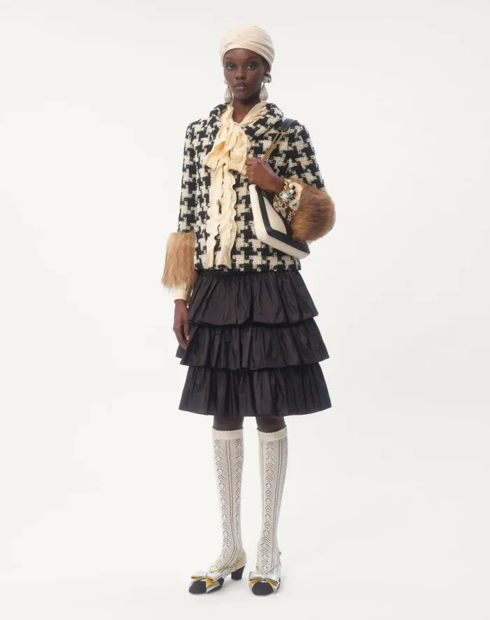 Valentino Jackets And Blazers Woman Macro Pied De Poule Tweed Jacket For Woman In Ivoryblack Ivoryblack