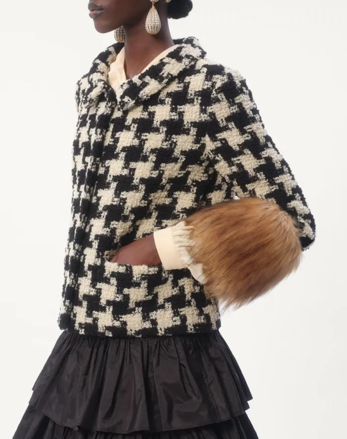 Valentino Jackets And Blazers Woman Macro Pied De Poule Tweed Jacket For Woman In Ivoryblack Ivoryblack
