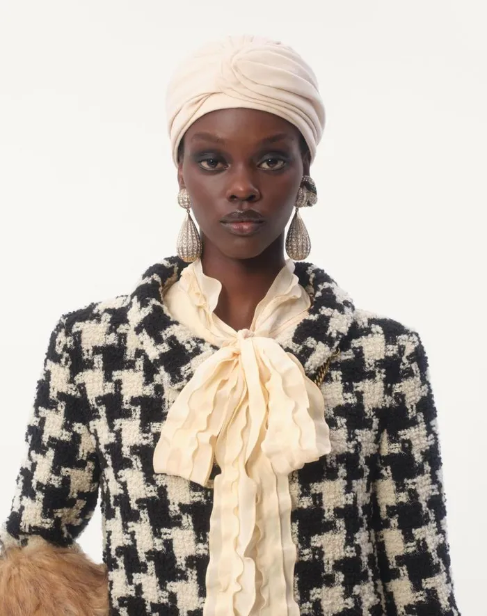 Valentino Jackets And Blazers Woman Macro Pied De Poule Tweed Jacket For Woman In Ivoryblack Ivoryblack