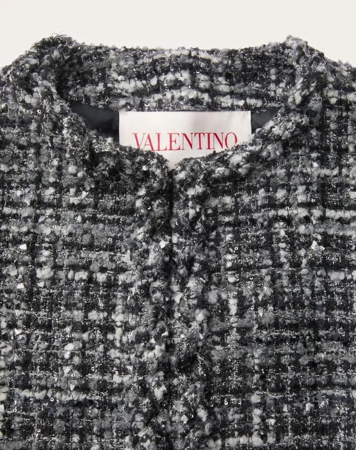 Valentino Jackets And Blazers Woman Tweed Melange Jacket For Woman In Black Black Valentino Jackets And Blazers Woman Tweed Melange Jacket For Woman In Black Black