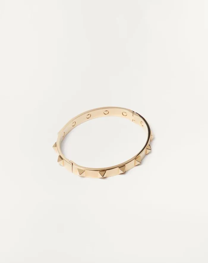 Valentino Jewelry Man Rockstud Metal Bangle For Man In Gold Gold