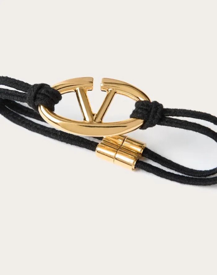 Valentino Jewelry Man The Bold Edition Vlogo Rope And Metal Bracelet For Man In Black Black