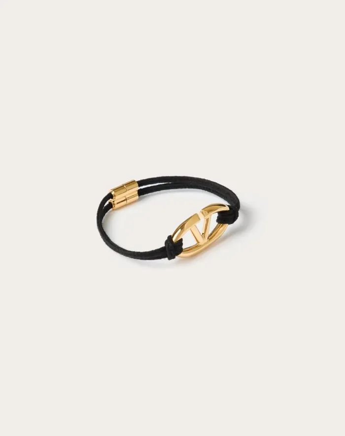 Valentino Jewelry Man The Bold Edition Vlogo Rope And Metal Bracelet For Man In Black Black
