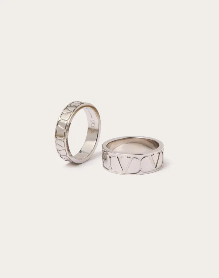 Valentino Jewelry Man Toile Iconographe Metal Ring Set For Man In Palladium Palladium Valentino Jewelry Man Toile Iconographe Metal Ring Set For Man In Palladium Palladium