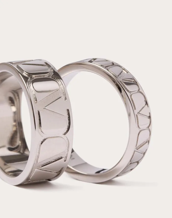 Valentino Jewelry Man Toile Iconographe Metal Ring Set For Man In Palladium Palladium Valentino Jewelry Man Toile Iconographe Metal Ring Set For Man In Palladium Palladium