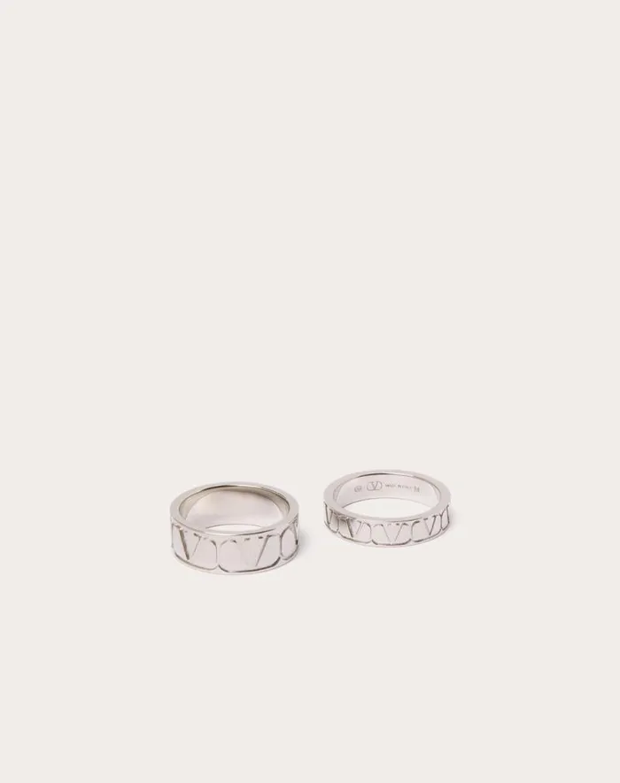 Valentino Jewelry Man Toile Iconographe Metal Ring Set For Man In Palladium Palladium Valentino Jewelry Man Toile Iconographe Metal Ring Set For Man In Palladium Palladium