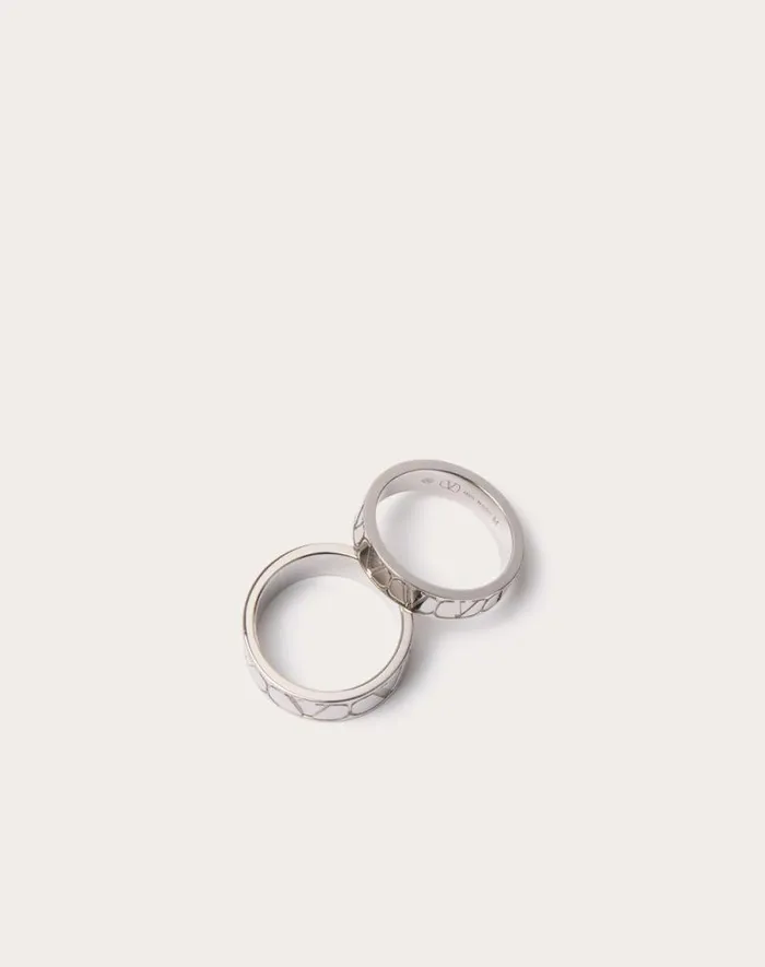 Valentino Jewelry Man Toile Iconographe Metal Ring Set For Man In Palladium Palladium Valentino Jewelry Man Toile Iconographe Metal Ring Set For Man In Palladium Palladium