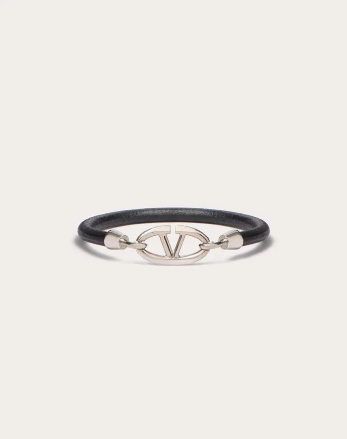 Valentino Jewelry Man Valentino Garavani Vlogo The Bold Edition Bracelet In Leather And Metal For Man In Black Black Valentino Jewelry Man Valentino Garavani Vlogo The Bold Edition Bracelet In Leather And Metal For Man In Black Black