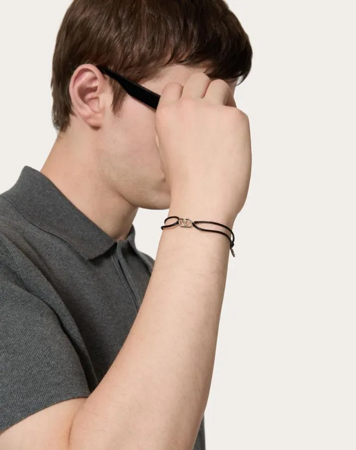Valentino Jewelry Man Vlogo Signature Cotton Bracelet For Man In Ultramarine Ultramarine Valentino Jewelry Man Vlogo Signature Cotton Bracelet For Man In Ultramarine Ultramarine